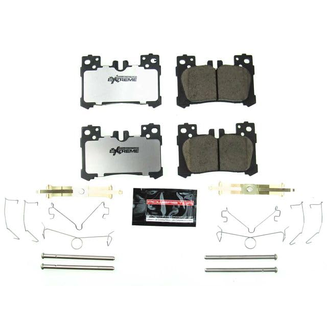 Power Stop Z26-2063, Rear Carbon Fiber Ceramic Z26 Street Warrior Brake Pads with Hardware