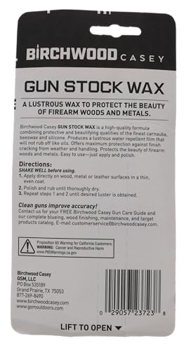 Birchwood Casey Gun Stock Wax Easy-to-Use for Gun Protection, Maintenance and Cleaning, 3 OZ Bottle