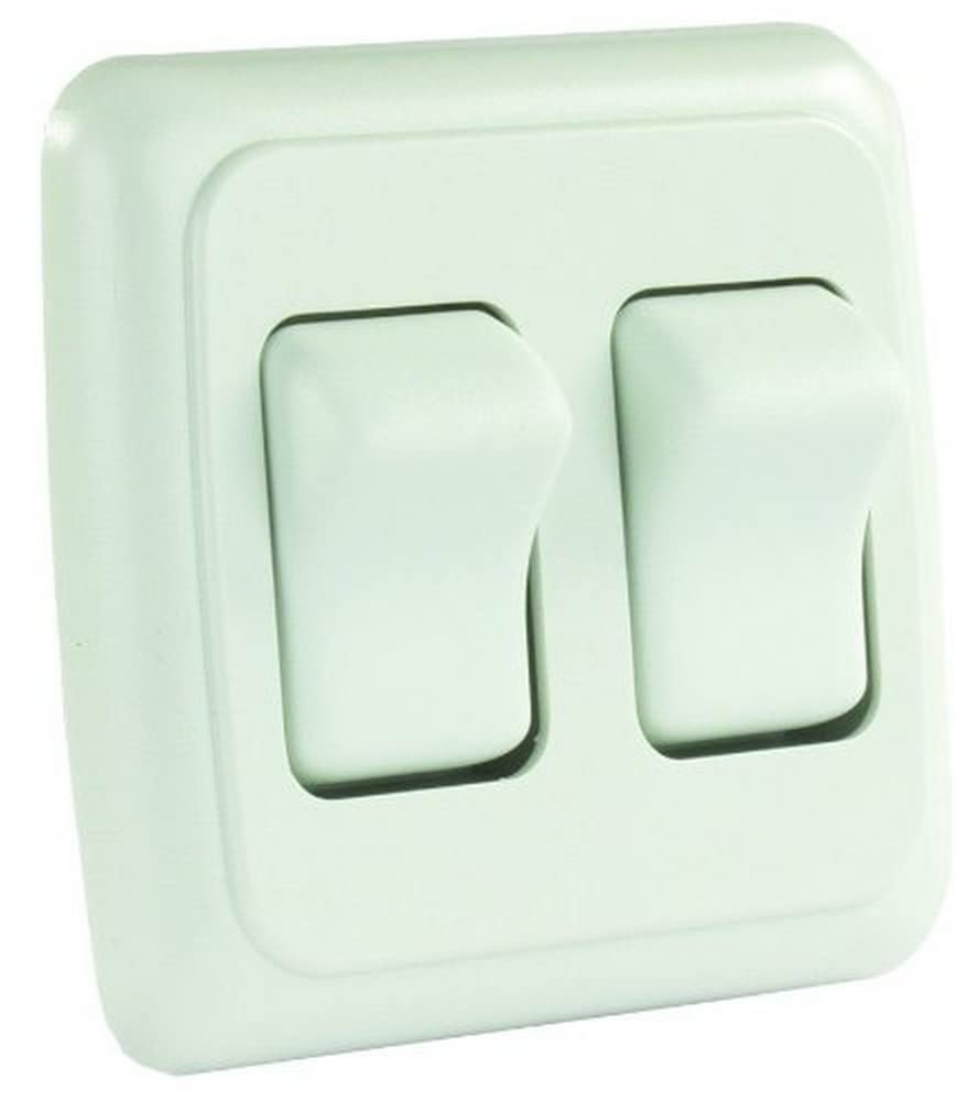 White JR Products 305.1203 12015 Double SPST On-Off Switch with Bezel