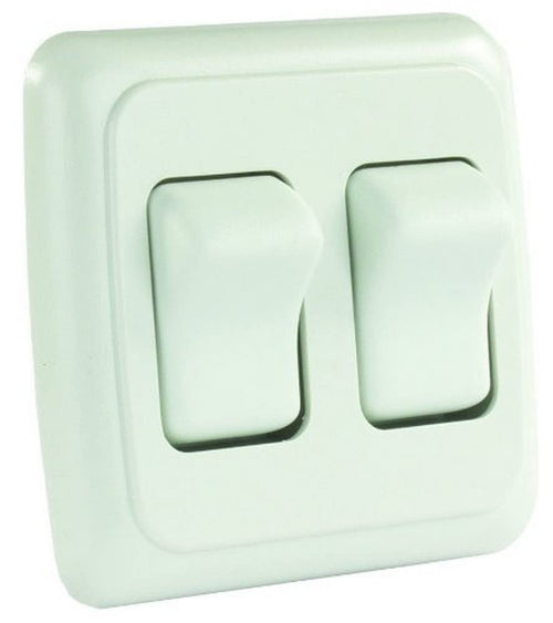 White JR Products 305.1203 12015 Double SPST On-Off Switch with Bezel