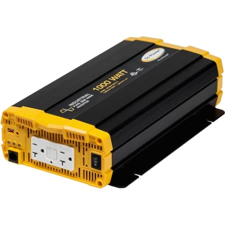 GP-ISW1000 Go Power! 1000 Watt Industrial Pure Sine Wave Inverter, 12V to 120V AC, Dual GFCI Outlets, PowerSave Mode, Overload Protection, Low-Profile Design, Ideal for Electronics & Backup Power