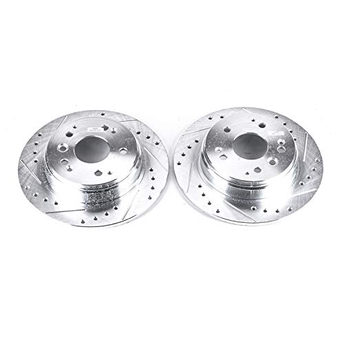 Power Stop Rear JBR987XPR Evolution Drilled & Slotted Rotor Pair For Acura TL 2004-2008, Honda Element 2003-2011 [Model Specific]