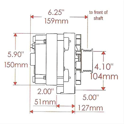 Alt GM CS144 Powermaster Black 200A 6 grv Pulley/Baffle for Hummer 6.5 1996-'04 Plus Others 1-Wire or OE Hookup