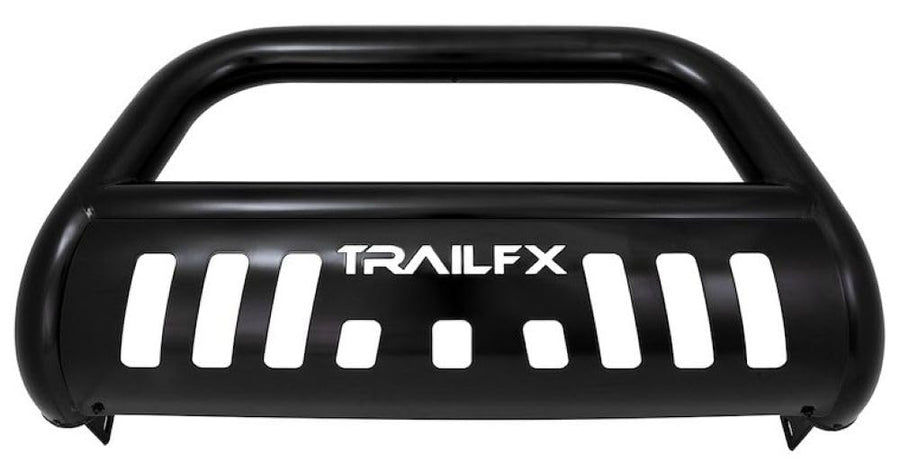 B0029B TrailFX Bull Bar Fits Chevrolet Colorado 2015-2022 Tubular 3 Inch Black Powder Coated Steel, with Skid Plate, Holes for Optional Lighting