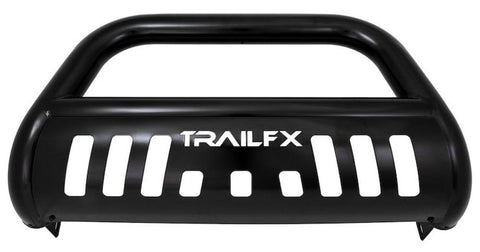 B0029B TrailFX Bull Bar Fits Chevrolet Colorado 2015-2022 Tubular 3 Inch Black Powder Coated Steel, with Skid Plate, Holes for Optional Lighting