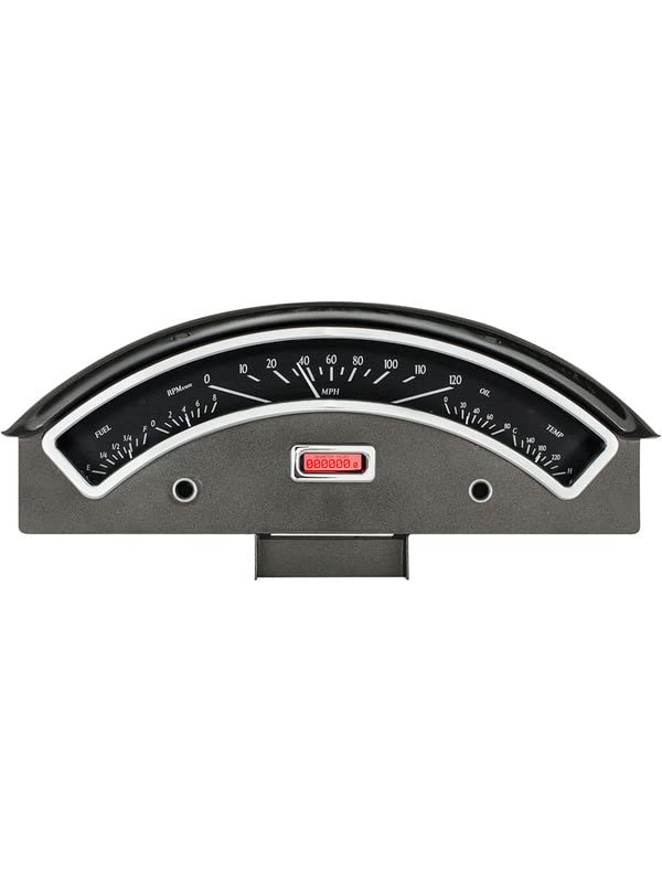 Dakota Digital VHX-57F-K-R Dash Gauge System Analog Compatible with Ford Car 1957, Black Alloy Style, Red Backlighting