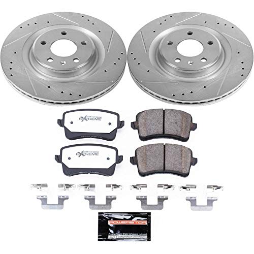 Power Stop K5678-26 Z26 Carbon Fiber Brake Pads with Rear Drilled & Slotted Brake Rotors Kit