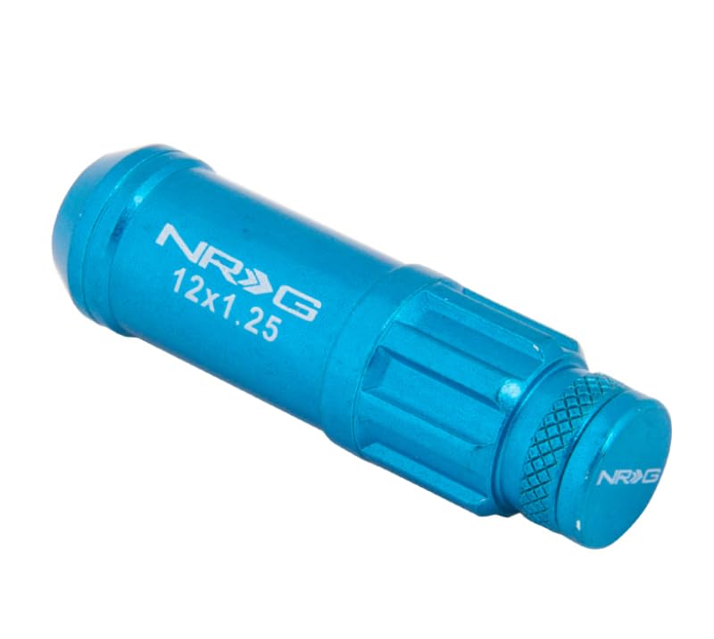 700 Series NRG M12 X 1.25 Steel Lug Nut w/Dust Cap Cover Set 21 Pc w/Locks & Lock Socket - Blue