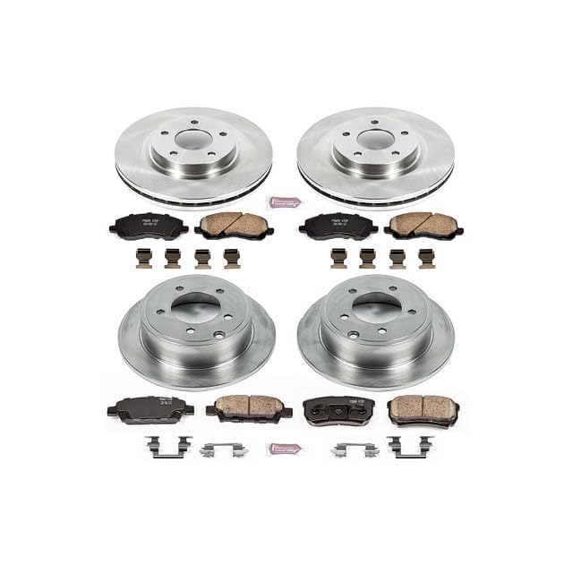 POWERSTOP Autospecialty KOE2840 Front and Rear Replacement Brake Kit-OE Brake Rotors & Ceramic Brake Pads For Chrysler 200 Sebring Dodge Avenger Caliber Jeep Compass Patriot [Application Specific]