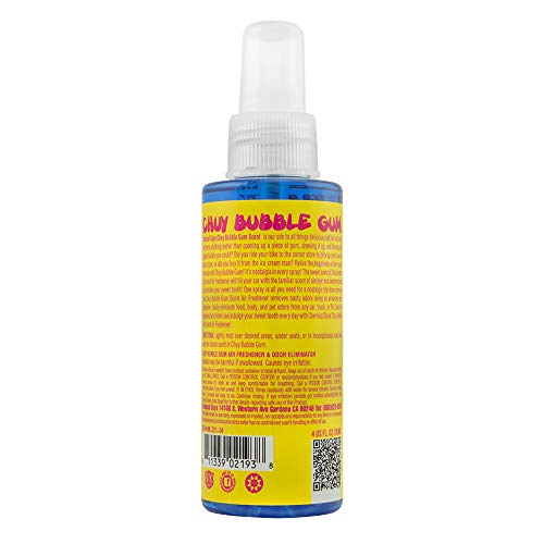 Chemical Guys Chuy AIR_221_04 Bubble Gum Premium Air Freshener and Oder Eliminator, Bubble Gum Scent (Great for Cars, Trucks, SUVs, RVs & More) 4 fl oz