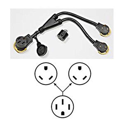 Multi-Max Generator Y-Adapter Cord Arcon 17341 50 Amp 14-50P Male to Dual 30 Amp L5-30R Twist Lock Female, 17 Inch Legs with 30A-to-20A Adapter, Waterproof, Easy-Grip Handles