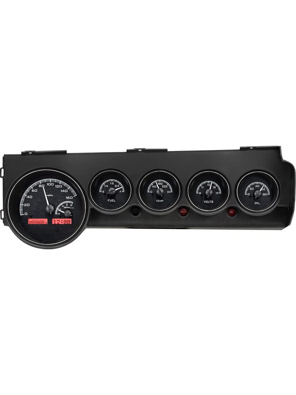 Dakota Digital VHX Gauge Instrument System Compatible with 1970-74 Mopar E-Body: Challenger & Barracuda Black Alloy Red Backlighting