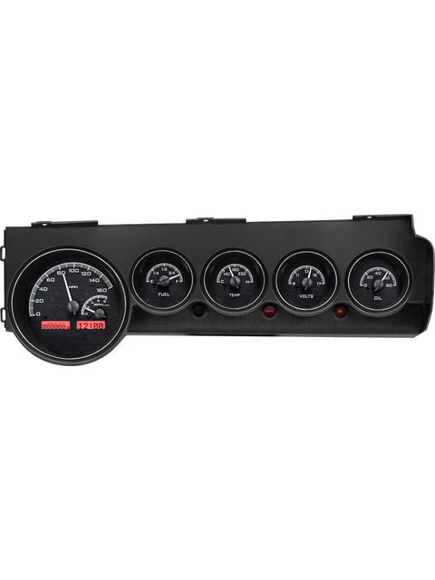 Dakota Digital VHX Gauge Instrument System Compatible with 1970-74 Mopar E-Body: Challenger & Barracuda Black Alloy Red Backlighting