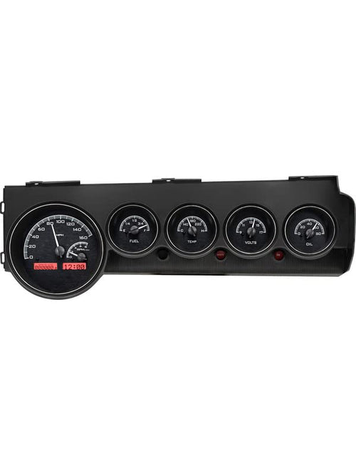 Dakota Digital VHX Gauge Instrument System Compatible with 1970-74 Mopar E-Body: Challenger & Barracuda Black Alloy Red Backlighting