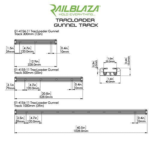 RAILBLAZA Gunnel Track Aluminum Boat Rail System (20 in), Compatible with Crestliner, Lund, Lowe, G3 and More