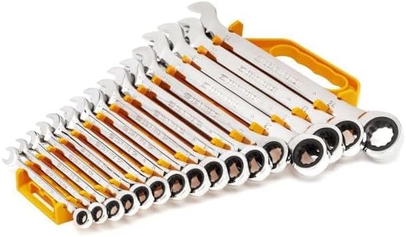 16 Piece GEARWRENCH Ratcheting Combination Wrench Set with Tray | Metric | 9416