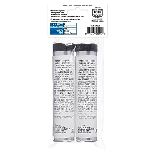 Marine Grade STAR BRITE Wheel Bearing Grease - Ideal for Boat Trailers, Water Pumps, Hinges, Pins, Winches, Anchor Chain Reels - 3 OZ Cartridges 2 Pack (026003)