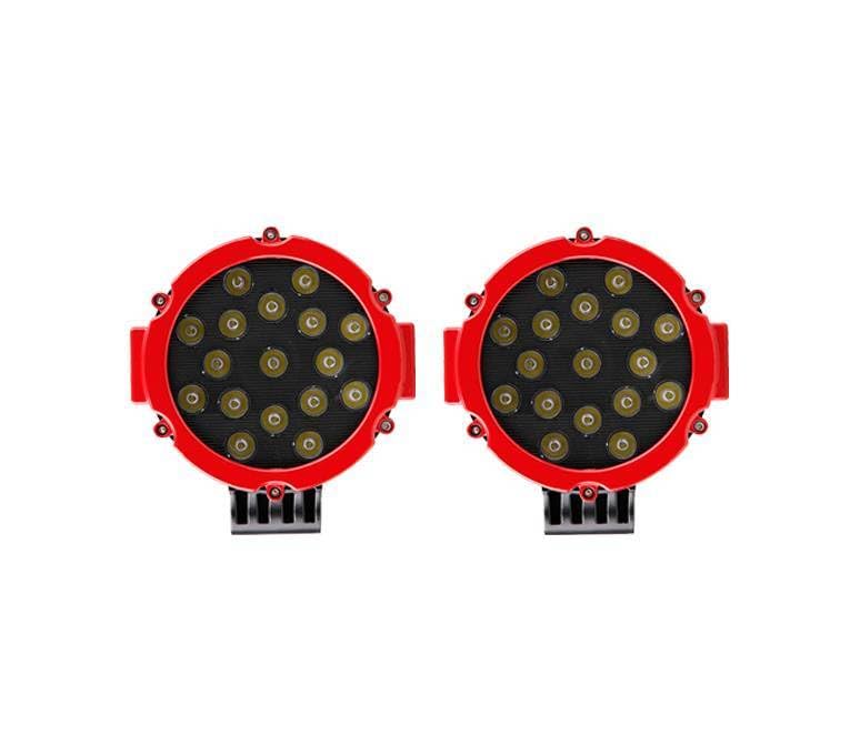 Grille Guard Kit Black Horse Modular Stainless Steel Incl. Pair of 7.0" Dia. LED Lights w/Red Trim Rings w/Wiring Harness and Switch Compatible with 2020-2024 Ford Explorer
