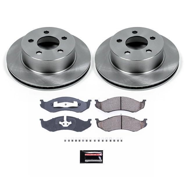 POWERSTOP Autospecialty KOE2152 Front Replacement Brake Kit-OE Brake Rotors & Ceramic Brake Pads For Jeep Cherokee Wrangler XJ
