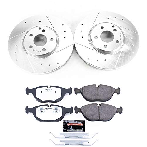 Power Stop K7769-26 Z26 Carbon Fiber Brake Pads Front with Drilled & Slotted Brake Rotors Kit For Mercedes-Benz E500 2004-2005 [Model Specific]