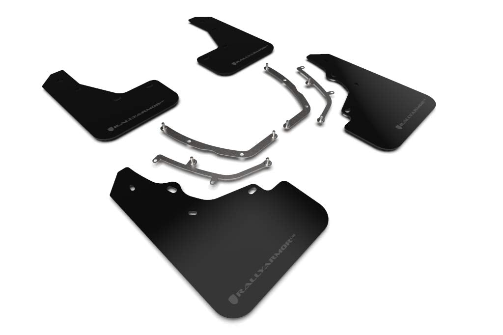 Black Rally Armor UR Mud Flap with Dark Grey Logo FITS 2019+ Mazda3 GT Sport Hatch MF61-UR-BLK/DGRY