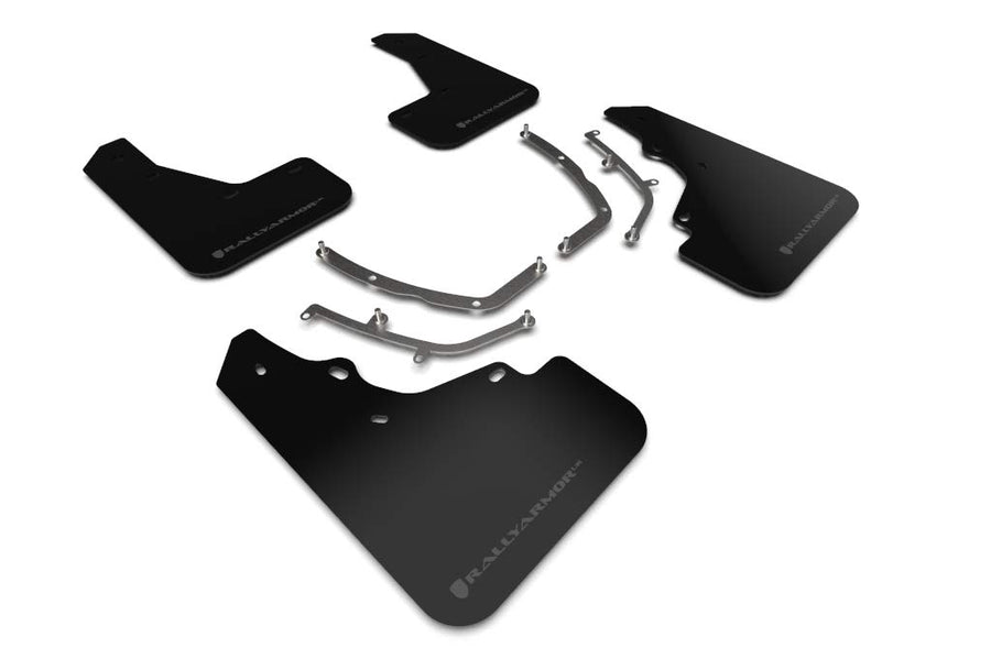Black Rally Armor UR Mud Flap with Dark Grey Logo FITS 2019+ Mazda3 GT Sport Hatch MF61-UR-BLK/DGRY