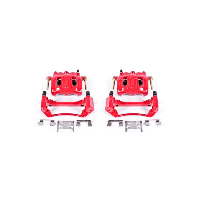 Power Stop S4634 Front Pair of High-Temp Red Powder Coated Calipers for Ford F-150 1997-2001 [Model Specific]