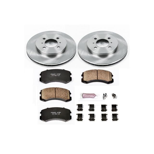 POWERSTOP Autospecialty KOE1215 Front Replacement Brake Kit-OE Brake Rotors & Ceramic Brake Pads For Mitsubishi Lancer 2002-2006 [Vehicle Specific]