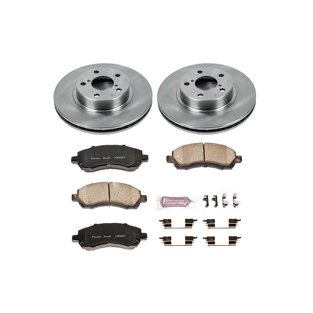 POWERSTOP Autospecialty KOE445 Front Replacement Brake Kit-OE Brake Rotors & Ceramic Brake Pads For Subaru Impreza 1997-2001, Subaru Legacy 1997-2000 [Model Specific]