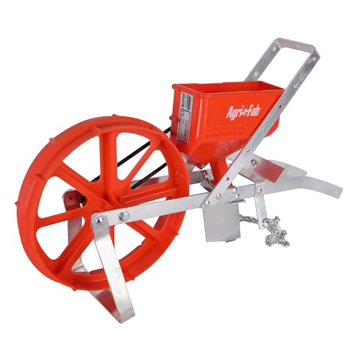 3lb Agri-Fab 45-0640 Push Garden Seeder/Planter with 7 Interchangeable Seed Plates for up to 20 Types of Seeds, Rust Resistant Plow Blade, Powder Coated Aluminum Frame, Orange