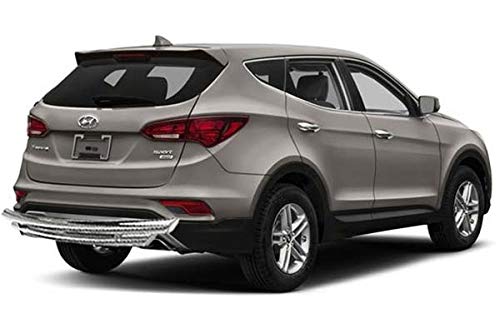 Rear Bumper Guard Black Horse Double Layer Stainless Steel Compatible with 2018-2023 Hyundai Santa Fe-CRDL-HY301S