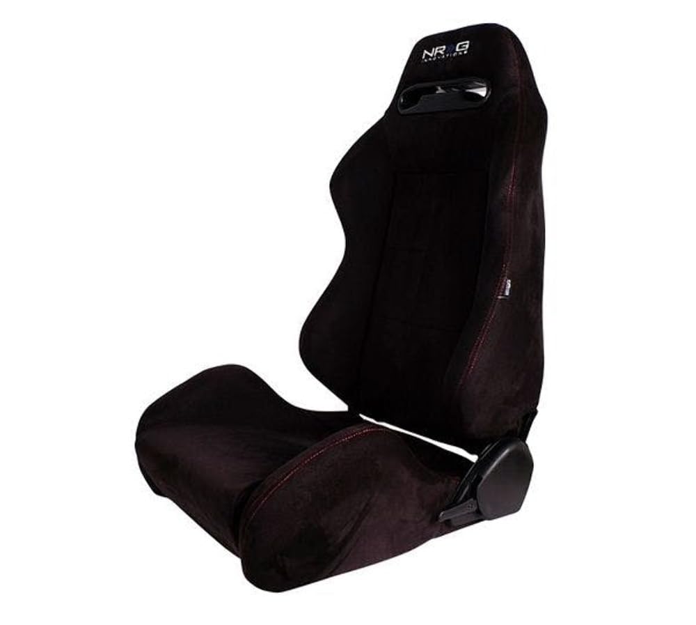 Type-R NRG Sport Seats (Pair) Suede w/NRG Logo - Black w/Red Stitching