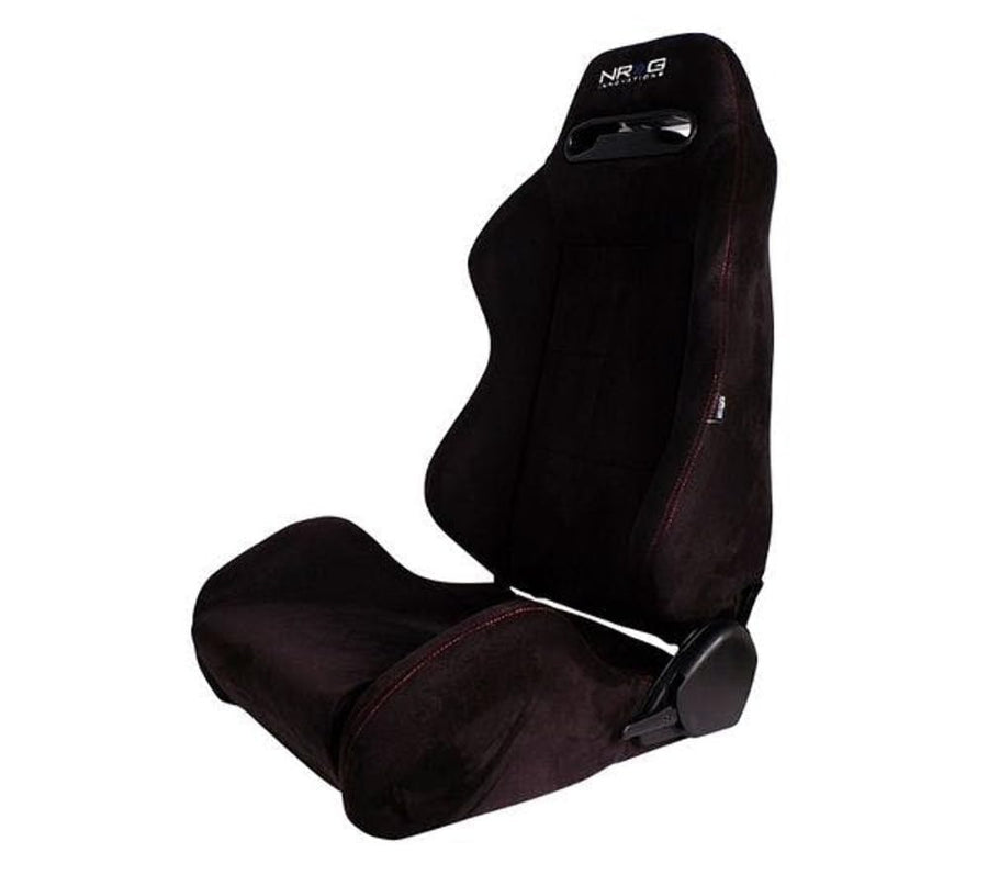 Type-R NRG Sport Seats (Pair) Suede w/NRG Logo - Black w/Red Stitching