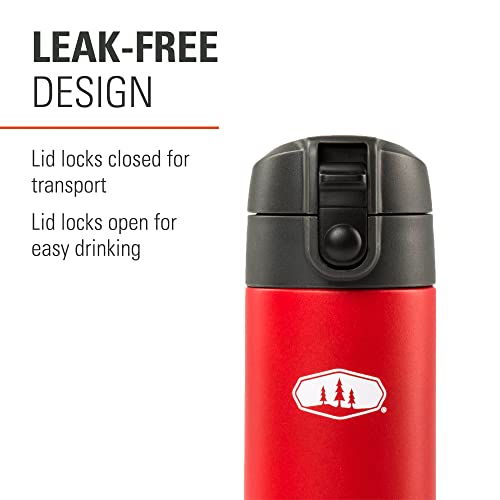 Microlite Water Bottle, GSI Outdoors, Vacuum-Insulated Stainless Steel, Haute RED, for Camping, 17 Fluid Ounces