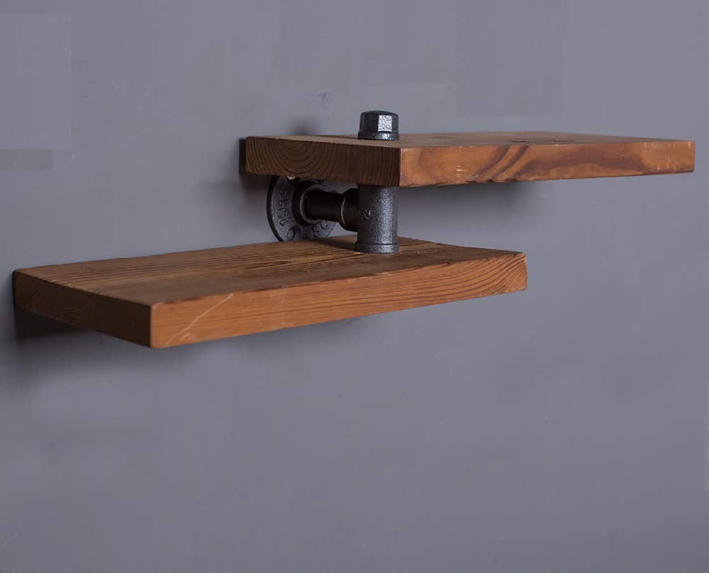 YIMJ American Pipe Coat Rack, Wrought Iron Wall Pipe Retro Background Wood Industry Water Separator Wall Shelves