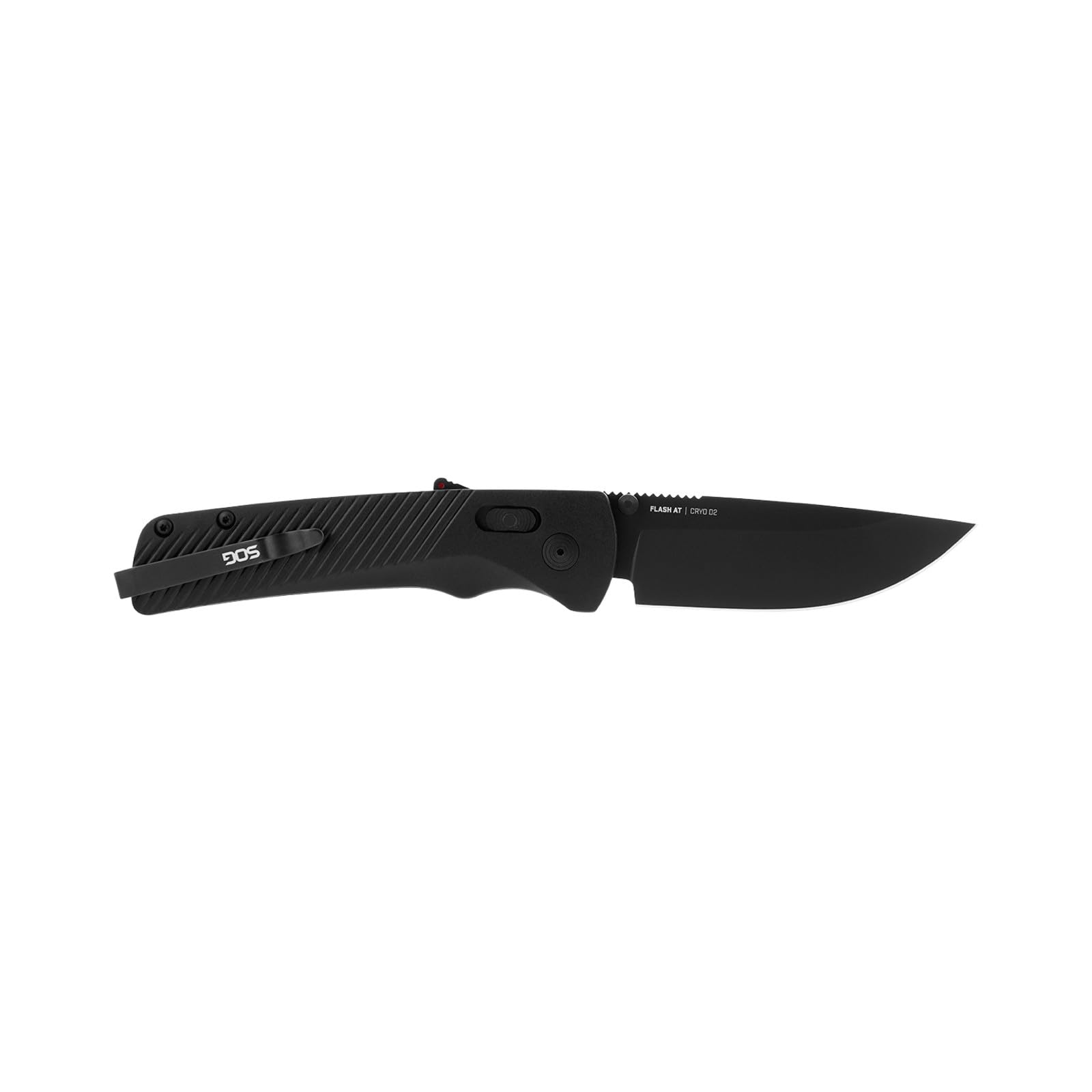 SOG Flash AT Ambidextrous Daily Carry Straight Pocket Folding Knife | Ergonomic Handle & Deep-Carry Clip | D2 Steel Blade, Blackout