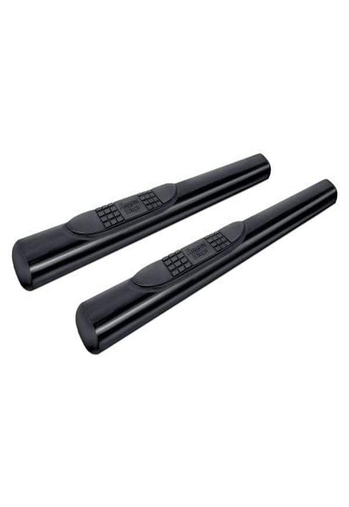 Tube Side Step Kit Rugged Ridge 11591.07, Oval, 4.25 Inch, Black; 07-18 Wrangler JK, 2 Door