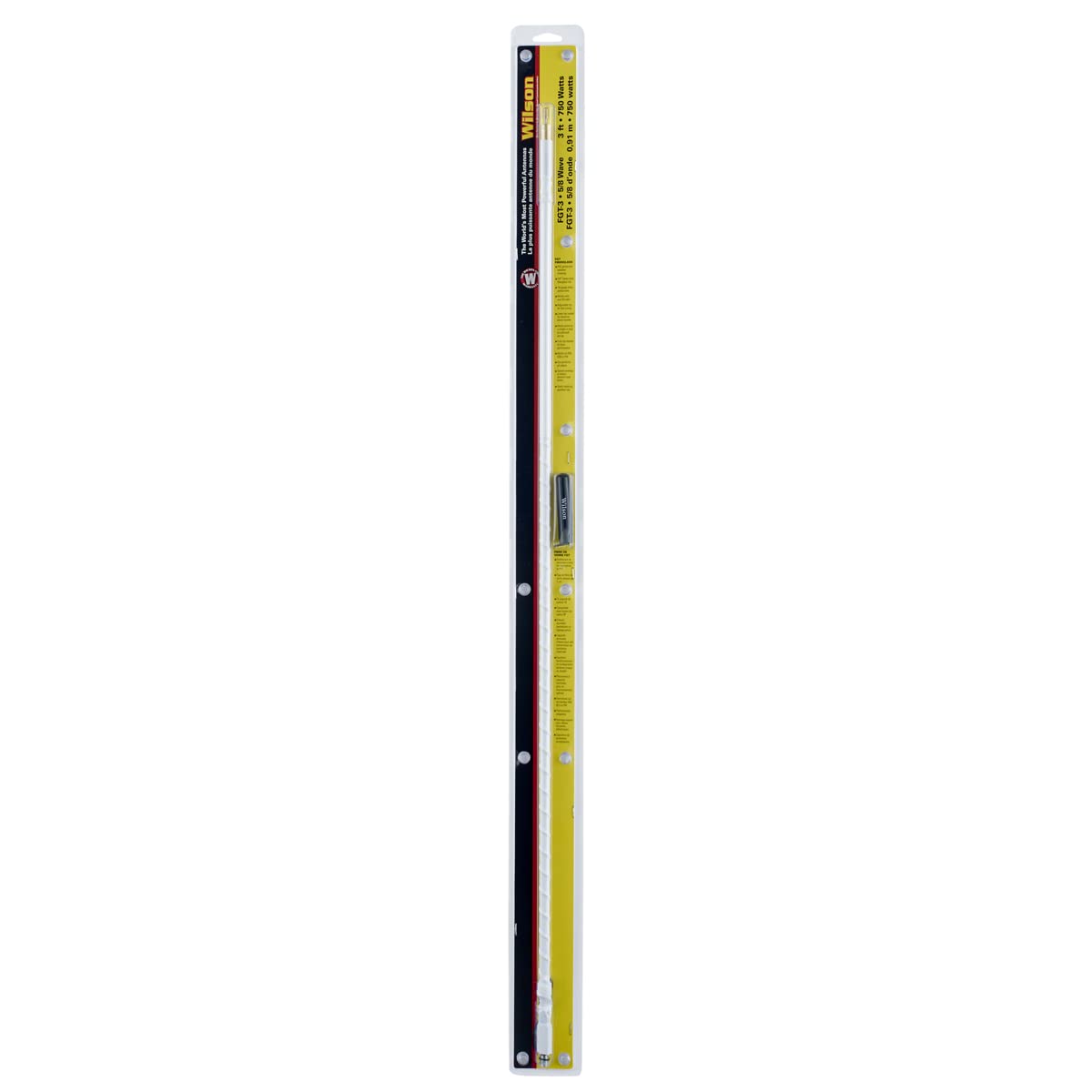 305-485 Wilson Antennas CB Antenna Silver Load FGT Series 3'Fiberglass Whip Antenna, AM|FM Ready, White