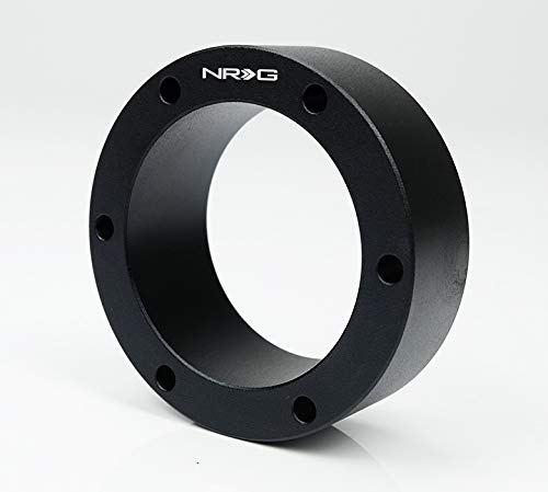 NRG Innovations Semi-Universal Steering Wheel 1" Spacer No Threads, 6061 Aluminum Hub Extension Spacer w/Horn Space, 6x70mm Bolt Patterns, Black, NRG-SRK-530BK