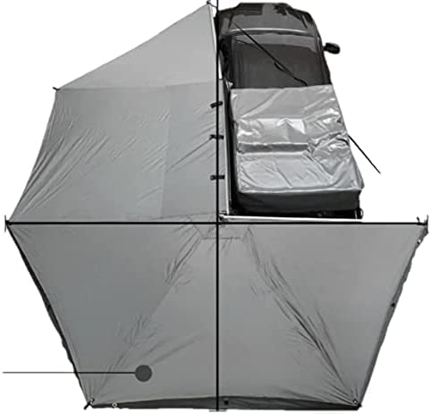 Overland Vehicle Systems Nomadic HD Awning 270 Driver Side - Dark Gray Cover with 1000G PVC Black Travel Cover Universal Fitment - Mounting Brackets Included
