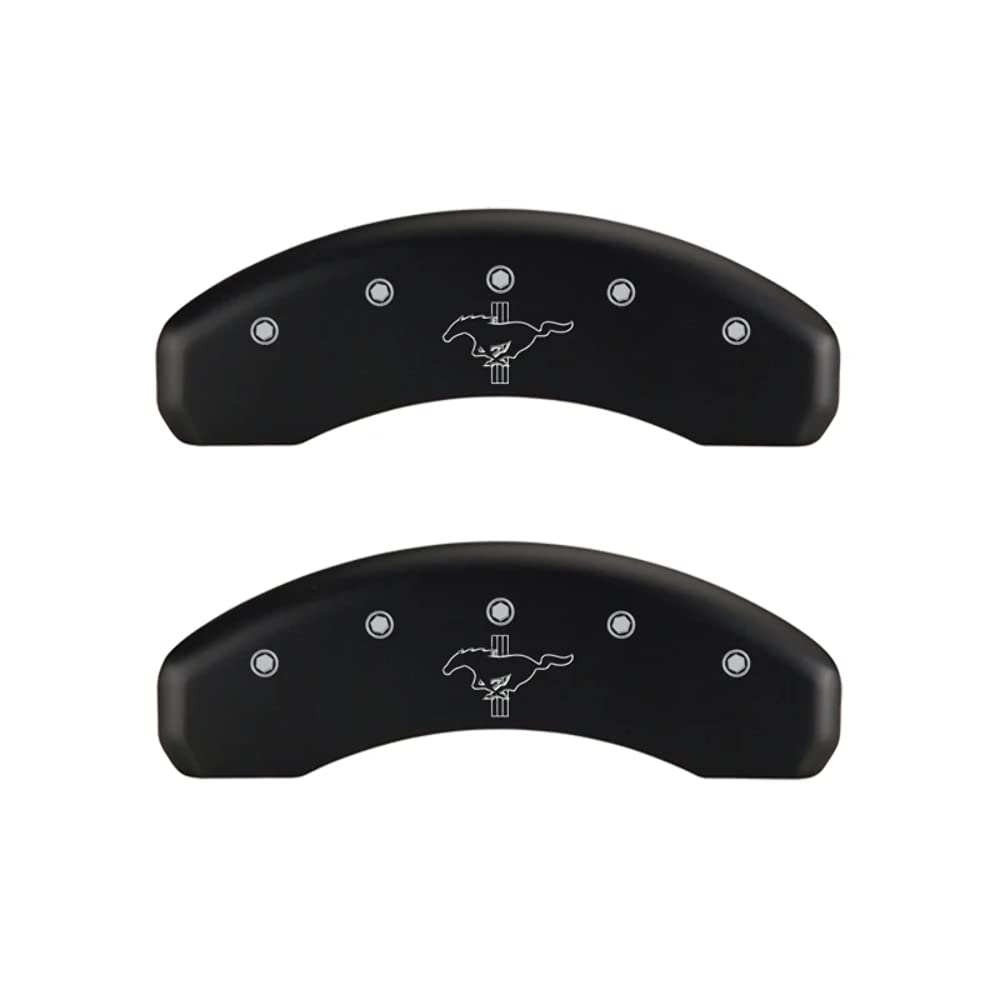 Brake Caliper Covers MGP - 2015-2023 Ford Mustang (Standard Brakes) - Front and Rear Set - Mustang/Bar & Pony Logo - Red