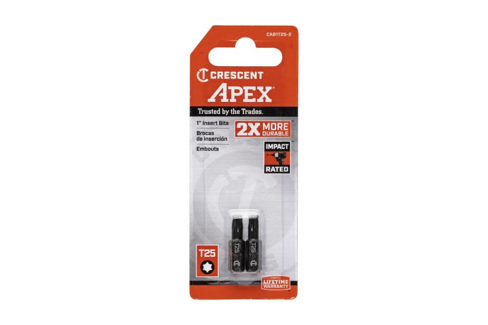 Bit, Apex 1" Insert, Full Body, T25, 2Pk (CAB1T25-2)