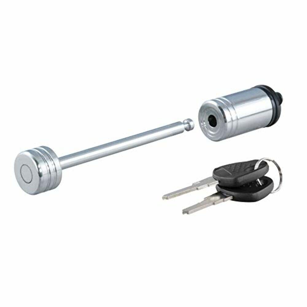 CURT Chrome Trailer Tongue Coupler Lock, 1/4-Inch Pin Diameter, Span Up to 3-3/8-Inch
