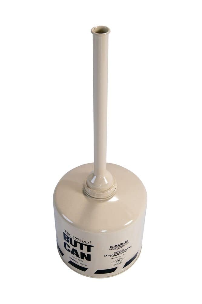 Outdoor Ashtray, Eagle Original Butt Can, Galvanized Steel with Steel Tube, 5 Gallon, Beige, 1200BEIGE