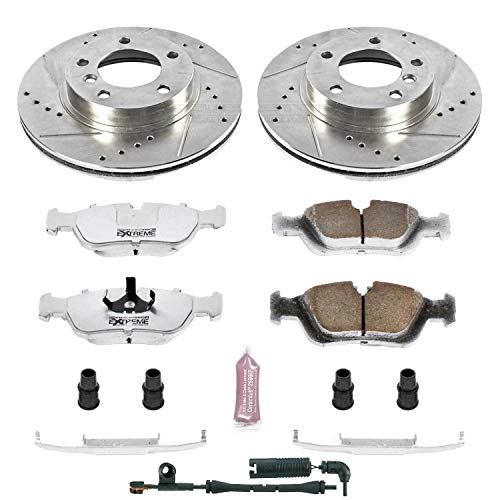 Power Stop K497-26 Z26 Carbon Fiber Brake Pads Front with Drilled & Slotted Brake Rotors Kit For BMW 323Ci 2000, BMW 323i 1999-2000, BMW Z4 2003-2005 [Model Specific]