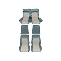 66 Pony Upholstery Scott Drake - Aqua/White (66CP-P-FULL-AQ)