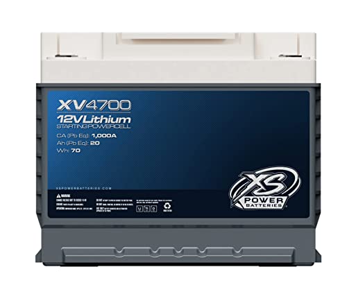 XS Power XV4800 Lithium Battery 1335 Amp with M6 Terminal Hardware - Group 47 12 Volt 6Ah 670CA Deep Cycle LTO Racing Powercell for Performance Cars