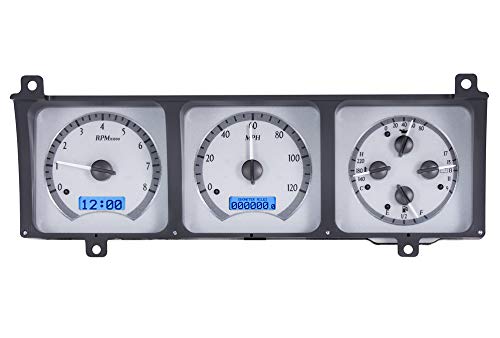 Dakota Digital VHX System Compatible with 1986-91 Jeep Wagoneer/J-Trucks Silver Alloy Style Face w/Blue Display