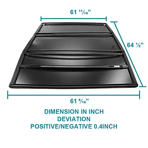 Soft Black Spec-D Tuning Trifold Tonneau Cover Compatible with Toyota Tacoma 5' Short Bed 2016-2017