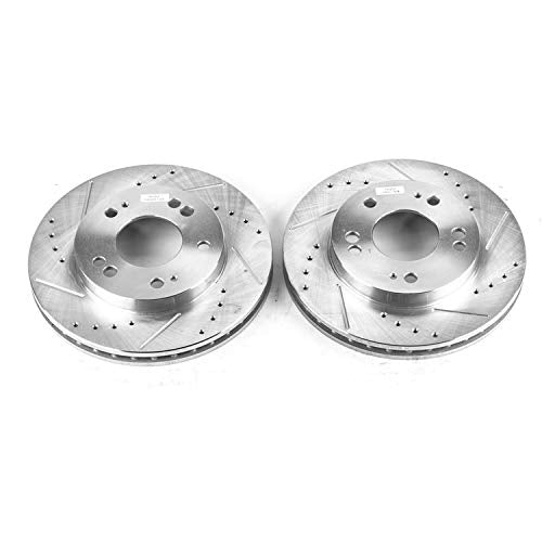 Power Stop Front Drilled & Slotted Rotor Pair For Chrysler Sebring, Dodge Avenger, Dodge Stratus, Eagle Talon, Mitsubishi Eclipse, Mitsubishi Galant, Plymouth Laser [Model Specific] JBR518XPR